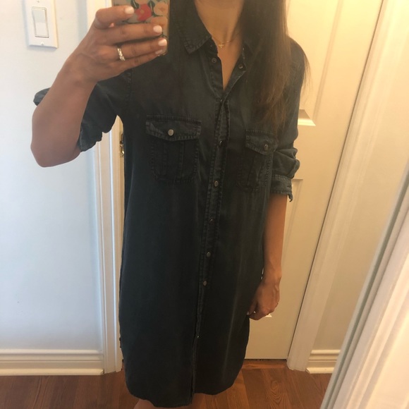 EUC Dex dark blue chambray shirt dress - Picture 6 of 9